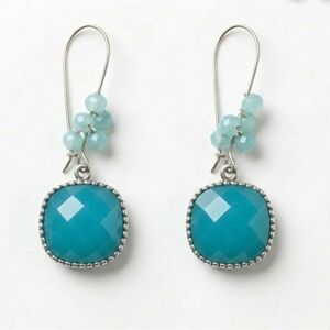 Anthropologie Aqua Blue Beaded Drop Earrings